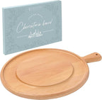 Charcuterie Board - Round Solid Wood Cutting Board for Kitchen with Groove & Handle, Cheese Board for Vegetables, Bread, Fruits, Meat - Decorative Wooden Serving Tray House Warming Gift