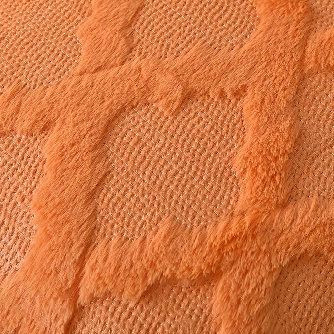 Set of 2 Soft Moroccan Throw Pillow Covers 20x20 Inch Plush Boho Decorative Pillow Cover Accent Cushion Case for Couch Sofa Bed, Orange