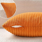 MIULEE Winter Fall Decorative Throw Pillow Covers 26x26 Inch Set of 2 Soft Striped Corduroy Euro Pillow Shams for Couch Living Room Sofa Car Orange.