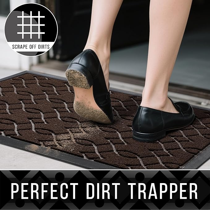 Yimobra Extra Large Door Mat 60x36, All-Season Waterproof Doormat Outdoor Entrance, Heavy Duty Non-Slip Outside Door Mat for Garage Patio Proch Entryway Indoor, Easy Clean, Coffee