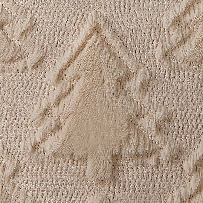 Christmas Pillow Covers 18x18 Set of 2 Beige Double Christmas Tree Decorations Pillow Covers Soft Plush Faux Fur Decor for Xmas Winter Holiday Home Bedroom Sofa Cushion Cases PT-016C18