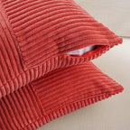 Fancy Homi 2 Packs Red Lumbar Decorative Throw Pillow Covers 14x24 Inch for Couch Bed Sofa, Holiday Christmas Home Decor Gift, Soft Striped Corduroy Rectangle Accent Cushion Case 35x60 cm