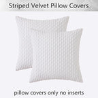 Kevin Textile 2 Packs Pure White Decorative Throw Pillow Covers 26x26 Inch for Living Room Couch Bed Sofa Rustic Farmhouse Boho Home Decor Soft Striped Corduroy Square Cushion Case 66x66 cm