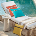 Outdoor Sunbrella Decorative Pillows with Triple Coconut Buttons Pack of 4, 16" x 16" Outdoor Pillow Set for Couch Bed Throw Patio Sofa, Spectrum Daffodil/Canvas Cocoa
