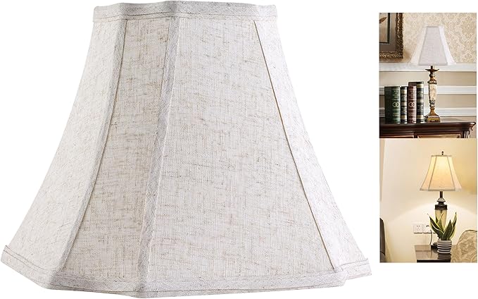 GO&S0 13.2 lnch Beige Oatmeal Lamp Shade,Square Cut Comer Lampshade for Floor and Table Lamps-6.5x13.2x10.6".Natural Linen, Traditional Shade.Handcrafted, Easy Assembly Required (Set of 1)