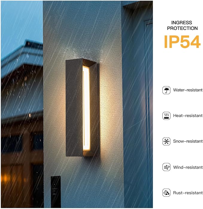 Outdoor Wall Light Hard Wired, 21" Modern Wall Sconce AC100-240V, Waterproof Garage Exterior Lighting Fixture Wall Mount, 3000K Front Porch Lamp, Large LED Sconce Light for House Outside Patio
