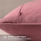MIULEE Decorative Linen Euro Sham Pillow Covers 22x22 Inch Cranberry Red Boho Farmhouse Neutral Couch Throw Pillows for Bed Pack of 2 Accent Modern Pillowcase Sofa Livingroom Home Decor