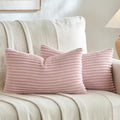 Fancy Homi Set of 2 Blush Pink Boho Small Lumbar Decorative Throw Pillow Cover 12x20 Inch for Couch Bed Chair, Aesthetic Modern Bohemian Room Decor, Soft Fluffy Corduroy Rectangle Cushion Case 30x50cm