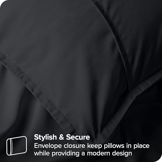 Bare Home Euro Pillow Sham Covers - Set of 2 - Premium 1800 Ultra-Soft Microfiber - Double Brushed - Bed Pillow Shams - Pillows Not Included (Set of 2, Black)