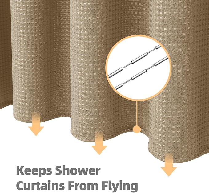 LaCyan 3 in 1 Waterproof Waffle Weave Shower Curtain and Clear Liner Set with 6 Stainless Steel Hooks Double Sided for Bathroom 72 Inches Heavy Duty Polyester Fabric Shower Curtains 36x72