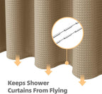 LaCyan 3 in 1 Waterproof Waffle Weave Shower Curtain and Clear Liner Set with 6 Stainless Steel Hooks Double Sided for Bathroom 72 Inches Heavy Duty Polyester Fabric Shower Curtains 36x72