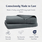 Brooklinen Super-Plush Turkish Cotton Hand Towels Set of 2 Cotton, 820 GSM, Highly Absorbent, Machine Washable, Perfect for Home & Bathroom (20"x30", Slate Grey)