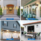 VIANIS Motion Sensor Outdoor Lighting, Outdoor Wall Lights Wall Mount with Clear Glass, Black Dusk to Dawn Garage Light Sconce, Waterproof Exterior Lights for House, Brightness Distance Adjustable