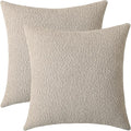Jeneoo Light Grey Decorative Square Thick Throw Pillow Covers Fine Textured Boucle Oatmeal Couch Cushion Cases for Livingroom Sofa Home Decor, Set of 2, 18 x 18 Inch