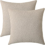 Jeneoo Light Grey Decorative Square Thick Accent Throw Pillow Covers Fine Textured Boucle Couch Cushion Case for Livingroom Sofa Decor, Set of 2, 20 x 20 Inch