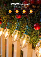 Minetom Vintage C9 Christmas Lights Outdoor, 25 Feet 25 LED C9 Christmas Decorations, Connectable Waterproof String Lights for Holiday Party Roofline Backyard Garden Patio, E17 Base, Warm White