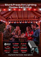C9 Christmas Lights Outdoor, 66 FT 100 LED Connectable C9 String Lights with 8 Modes and Timer Xmas Tree Patio Roofline Garden Yard Holiday Party Indoor Outdoor Decoration, Red and White