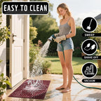 Yimobra Large Door Mat 36x24, All-Weather Waterproof Art Line Outdoor Mats for Front Door, Heavy Duty Non-Slip Welcome Matt for Garage Patio Proch Entryway Indoor, Wine
