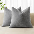 MIULEE Pack of 2 Decorative Throw Pillow Covers Soft Chenille Throw Pillows Solid Textured Cushion Covers for Couch Sofa Bedroom Living Room 18x18 Inch, Light Grey
