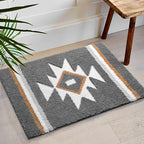 Grey Bathroom Rugs Boho Bath Mat Non Slip, Soft Absorbent Bath Rug Washable Floor Mat for Bathroom Shower Tub Modern Decor, 20x32