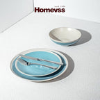 Rock Ridge Speckled Stoneware Dinnerware Set (18pc Set, Turquoise and Ivory)