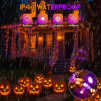 Upgraded Connectable 200 LED Halloween String Lights Outdoor Indoor, 66FT Orange and Purple Halloween Lights 13 Modes, Waterproof Twinkle Fairy Lights Plug in Clear Wire for Tree, Bedroom Decoration