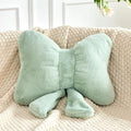 Sage Green Bow Pillow, Soft Bow Decorative Pillows with Faux Rabbit Fur, Cute 12" Bow Throw Pillows, Aesthetic Home Decor Bow Shaped Plush Pillow for Bedroom Sofa Couch