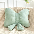 Sage Green Bow Pillow, Soft Bow Decorative Pillows with Faux Rabbit Fur, Cute 12" Bow Throw Pillows, Aesthetic Home Decor Bow Shaped Plush Pillow for Bedroom Sofa Couch