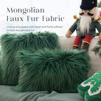 Phantoscope Pack of 2 Christmas Faux Fur Throw Pillow Covers Cushion Covers Luxury Soft Decorative Pillowcase Fuzzy Pillow Covers for Bed/Couch, Deep Green 18 x 18 Inches