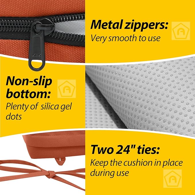 AAAAAcessories Outdoor Seat Cushions for Chairs, Waterproof, Fade-Resistant Patio Furniture Replacement Cushions, 21" x 21" x 4", Set of 2, Rust