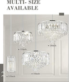 Crystal Chandelier, 4-Tier Modern Chandelier with Polished Chrome Finish, Pendant Light for Dinning Room Kitchen Island Bedroom Entryway, CC4215-3W-PC