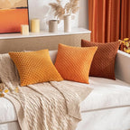 MIULEE Burnt Throw Pillow Covers Soft Corduroy Decorative Set of 2 Boho Striped Pillow Covers Pillowcases Farmhouse Home Decor for Couch Bed Sofa Living Room 18x18 Inch
