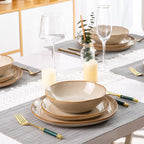 AmorArc Ceramic Dinnerware Sets,Handmade Reactive Glaze Stoneware Plates and Bowls Set,Highly Chip and Crack Resistant Dishware | Dishwasher & Microwave Safe Dishes,Service for 4 (12pc)