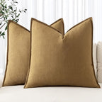 MIULEE Decorative Linen Pillow Covers 16x16 Inch Mustard Yellow Boho Farmhouse Neutral Couch Throw Pillows for Bed Pack of 2 Accent Modern Pillowcase Summer Sofa Livingroom Home Decor
