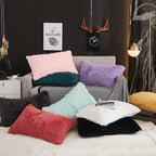 WERDIM Shaggy Fluffy Faux Fur Pillowcases 2 Pack Button Closure Velvet Pillow Shams King Size (Yellow, 20 X 36 Inches)