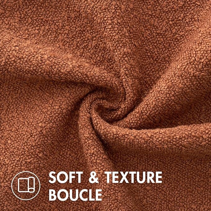MIULEE 12x20 Inch Decorative Lumbar Throw Pillows for Bed Set of 2 Textured Boucle Neutral Winter Throw Pillow Covers Rust Accent Solid Pillowcases Sofa Livingroom Home Decor
