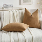 FUTEI Bronze Chenille Decorative Throw Pillow Covers 24x24 Inch Set of 2,Soft Embossed Striped Textured European Cushion Case,Modern Home Decor for Couch Bed Living Room