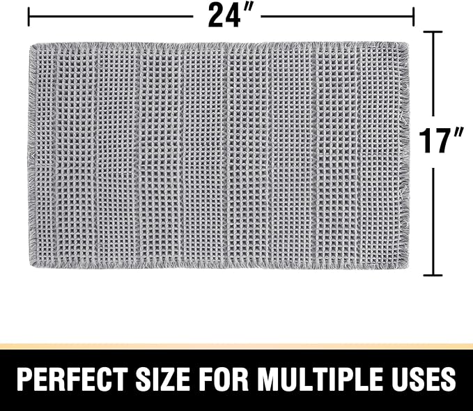 H.VERSAILTEX Upgraded Waffle Bath Mat Super Absorbent Bathroom Mats Non Slip Bath Rugs for Bathroom Floor Machine Washable Dry Fast Bathroom Rugs for Beside Tub, 17" x 24", Dove