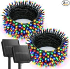 Brightown Solar Christmas Lights Outdoor, 2 Pack Total 92FT 240 LED Solar String Lights Outdoor Waterproof Green Wire with 8 Modes, Solar Fairy Light for Garden Yard Patio Party Decors, Multicolor