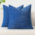 MIULEE Pack of 2 Couch Throw Pillow Covers 18x18 Inch Soft Royal Blue Chenille Pillow Covers for Sofa Living Room Solid Dyed Pillow Cases