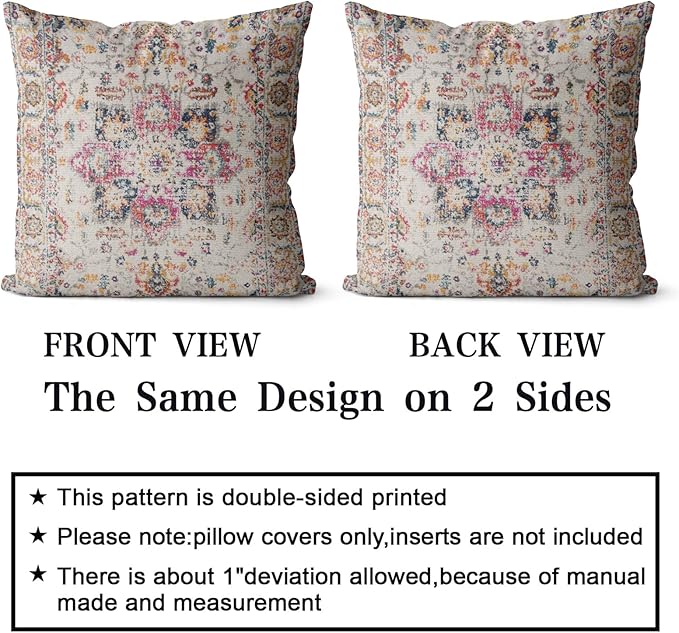 Snycler Boho Throw Pillow Covers 18x18 inch Set of 2 Burnt Yellow Terracotta Rust Colored Throw Pillows Double Sided Boho Home Soft Decor for Bedroom Living Room Couch & Sofa (No Inserts)