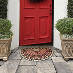 ubdyo Welcome in Style Front Door Mat - Low Pile Front Door Mat Outside Entrance - Muddy Dirt Trapping Welcome Matt Outdoor - Rubber Backing Anti Slip Indoor Doormat Entrance, 29" x 17"