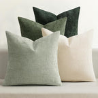 MIULEE Pack of 4 Christmas Couch Throw Pillow Covers 16x16 Inch Neutral Green Soft Decorative Chenille Pillow Covers Farmhouse Accent Cushion Covers for Boho Home Decor Sofa Bedroom Living Room