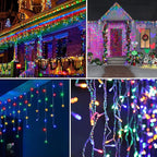32.8ft 400 LED Icicle String Lights, 8 Modes Waterproof Icicle Christmas Lights Outdoor with Memory Function, Curtain Fairy Lights Hanging Decor for Home, Party, Christmas & Halloween (Multicolor)