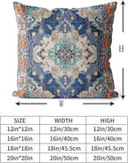 Snycler Boho Throw Pillow Covers 16x16 inch Set of 2 Boho Rug Carpet Double Sided Pattern Cotton Soft Pillow Case Cushion Cover Pillowcase for Couch Sofa Bed Decorative (Blue)