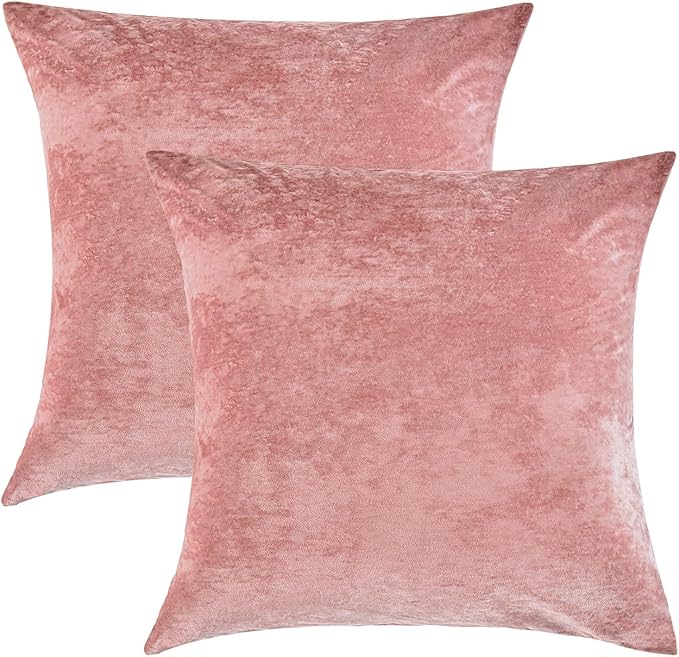 PHF Truly Velvet Euro Sham, 26"x 26",No Insert, 2 Pack Color Gradient Euro Throw Pillow Covers, Ultra Soft Cozy European Pillow Covers for Luxurious Home Decorative, No Shedding, No Pilling, Pink