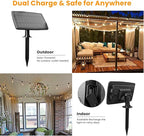 100FT Solar String Lights Outdoor Waterproof, Solar Patio Lights with Remote Control & 30+2 Dimmable ST38 Edison Bulbs Shatterproof,Solar Powered String Lights for Outside Garden Backyard