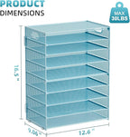 Marbrasse Paper Organizer Letter Tray, 9 Tier Mesh File Organizer with Handle, Paper Sorter Desk Organizer for Home Office Supplies - Blue
