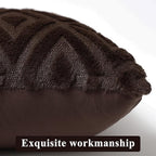 Pallene Brown Throw Pillow Covers 26x26 Set of 2, Soft Plush Faux Fur Decorative Couch Pillow Covers for Sofa Bed Living Room Pillow Cases with 3D Diamond Pattern