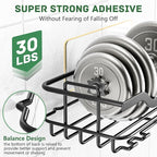 OMAIRA 3-Pack Shower Caddy with Soap Holder, Adhesive Rustproof No-drill Strudy Loading Inside Shower Organizer Shelves Rack Storage Bathroom Organization for Smooth Wall Glass Tile, Black (Large)